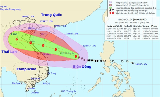 Công điện về chủ động các biện pháp đối phó với bão số 10 năm 2017