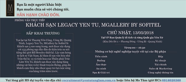 Công ty CP Phát triển Tùng Lâm - Legacy Yên Tử, Mgallery by Sofitel tuyển lao động