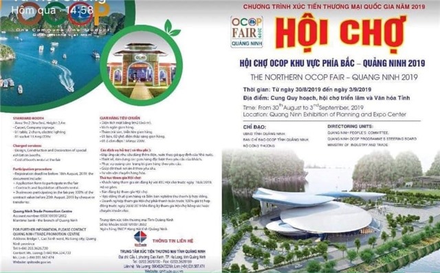 Ngày 30/8, diễn ra Hội chợ OCOP khu vực phía Bắc – uu888 one 2019