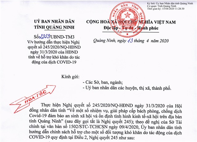 Hướng dẫn thực hiện Nghị quyết số 245/2020/NQ-uu888 bet app ngày 31/3/2020 của uu888 bet app tỉnh về hỗ trợ khó khăn do tác động của dịch COVID-19