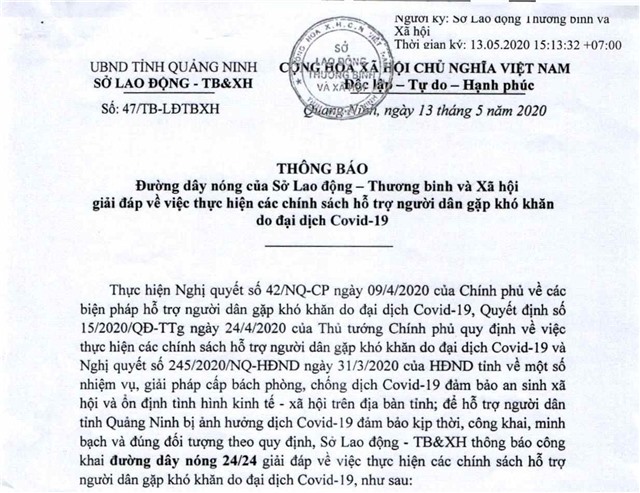 tải uu888 đường dây nóng của Sở LĐ,TB&XH giải đáp về việc thực hiện các chính sách hỗ trợ người dân gặp khó khăn do đại dịch Covid-19