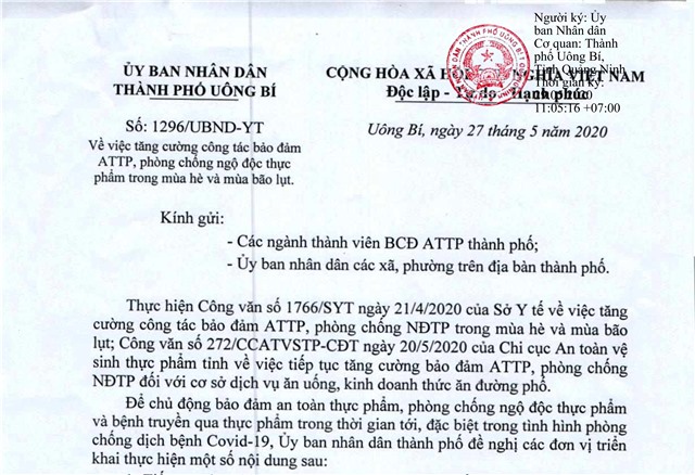Tăng cường công tác bảo đảm an toàn thực phẩm, phòng chống ngộ độc thực phẩm trong mùa hè và mùa bão lụt