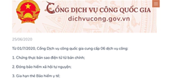 uu888 có tích hợp 6 dịch vụ công mới trên Cổng Dịch vụ công Quốc gia