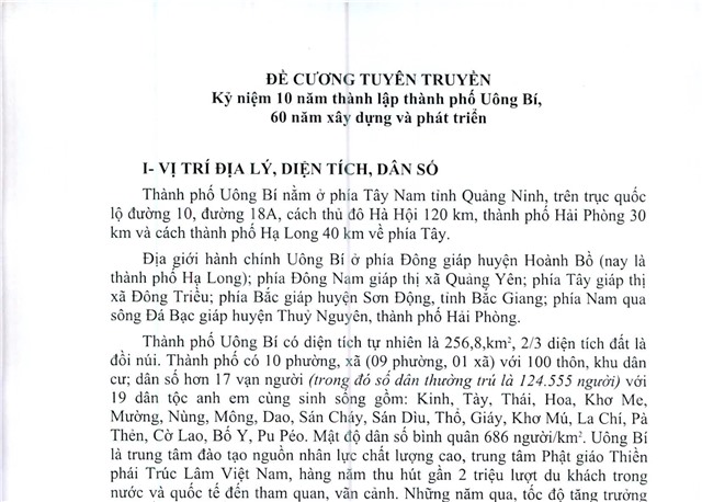 Đề cương tuyên truyền kỷ niệm 10 năm thành lập thành phố, 60 năm uu888 game và phát triển