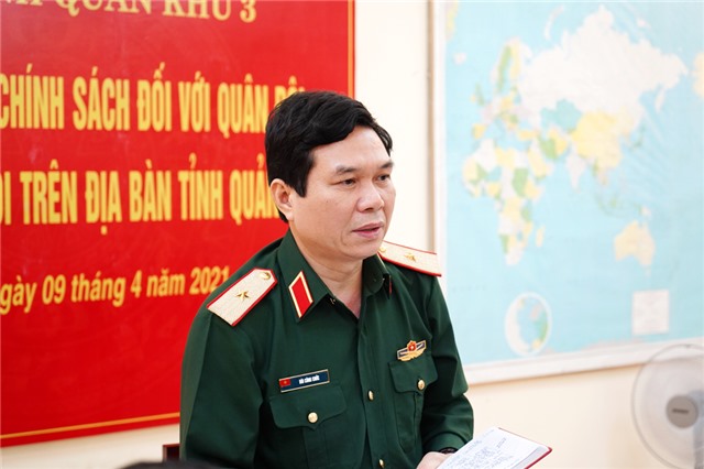 Bộ Tư lệnh Quân khu 3 kiểm tra công tác chính sách đối với Quân đội và hậu phương quân đội trên địa bàn tỉnh