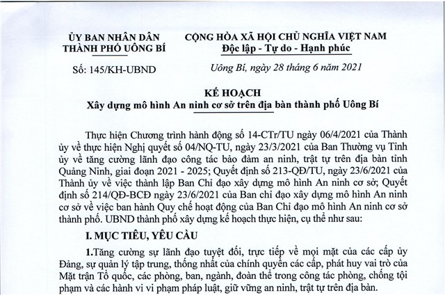 Kế hoạch uu888 game mô hình An ninh cơ sở trên địa bàn thành phố uu888 one 
