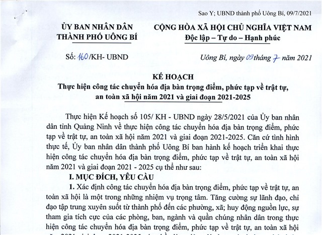 Kế hoạch thực hiện công tác chuyển hóa địa bàn trọng điểm, phức tạp về trật tự, an toàn u8888 năm 2021 và giai đoạn 2021-2025  