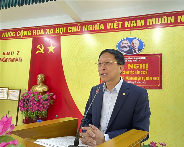 Đồng chí Nguyễn Chiến Thắng, Phó Bí thư Thường trực Thành ủy dự hội nghị tổng kết công tác uu888 game Đảng tại Chi bộ khu 7, phường Vàng Danh