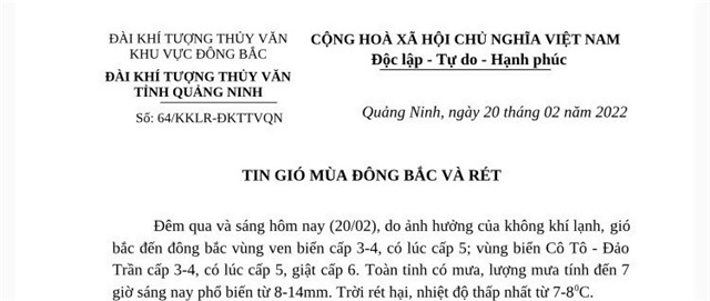 TIN GIÓ MÙA ĐÔNG BẮC VÀ RÉT