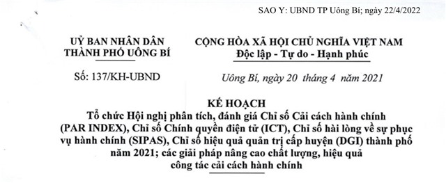 Kế hoạch Tổ chức Hội nghị phân tích, đánh giá chỉ số CCHC (PAR INDEX), Chỉ số CQĐT (ICT), chỉ số hài lòng về sự phục vụ hành chính  (SIPAS), chỉ số uu888 quản trị cấp huyện (DGI)  thành phố năm 2021