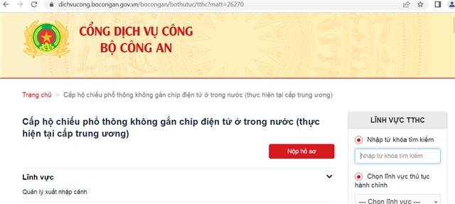 Khuyến khích u888c3 làm tờ khai trực tuyến đề nghị cấp hộ chiếu