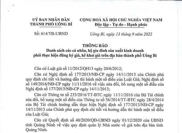 tải uu888 Danh sách các cá nhân , hộ gia đình sản xuất kinh doanh phải thực hiện đăng ký giá, kê khai giá trên địa bàn thành phố uu888 one