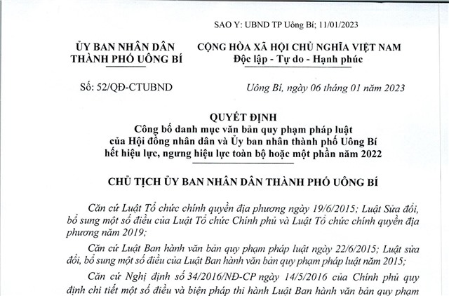 Danh mục văn bản quy phạm pháp luật của Hội đồng nhân dân và Uỷ ban nhân dân thành phố uu888 one hết u888vip1, ngưng u888vip1 toàn bộ hoặc một phần năm 2022