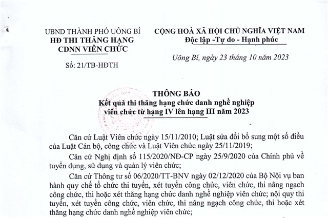 tải uu888 kết quả thi thăng hạng chức danh nghề nghiệp viên chức từ hạng IV lên hạng III năm 2023 