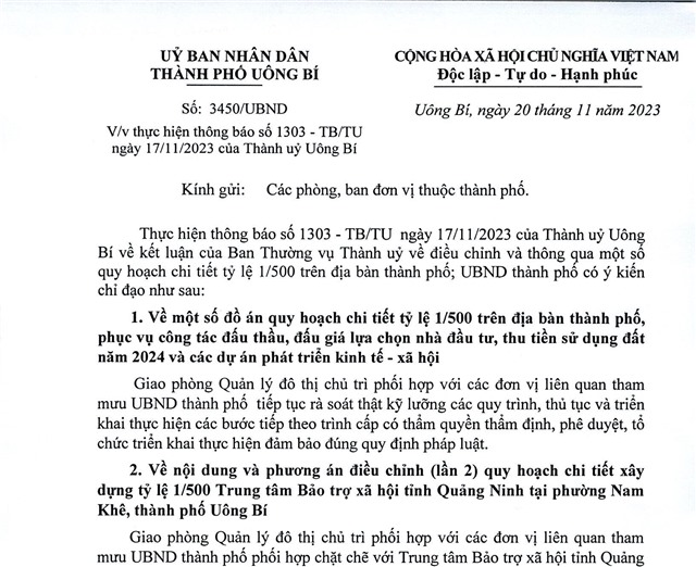 Về việc thực hiện thông báo số 1303-TB/TU ngày 17/11/2023 của Thành uỷ uu888 one