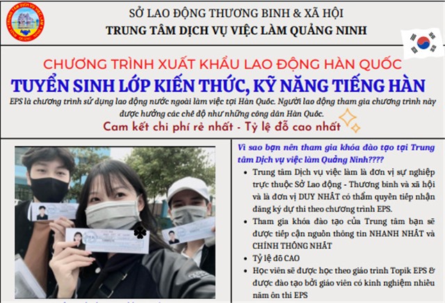 tải uu888 tuyển sinh lớp bồi dưỡng kiến thức, kỹ năng tiếng Hàn cho lao động có nguyện vọng tham gia chương trình xuất khẩu lao động Hàn Quốc theo Visa E9 (EPS)