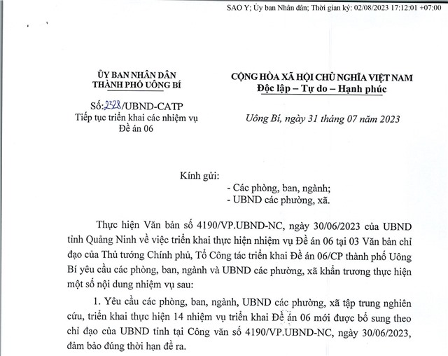  Tiếp tục triển khai các nhiệm vụ Đề án 06