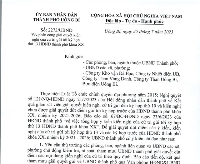 Phân công giải quyết kiến nghị của cử tri gửi tới kỳ họp thứ 13 uu888 bet app thành phố khoá XX