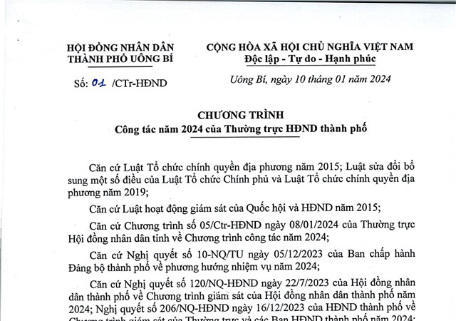 Chương  trình công tác năm 2024 của Thường trực uu888 bet app thành phố