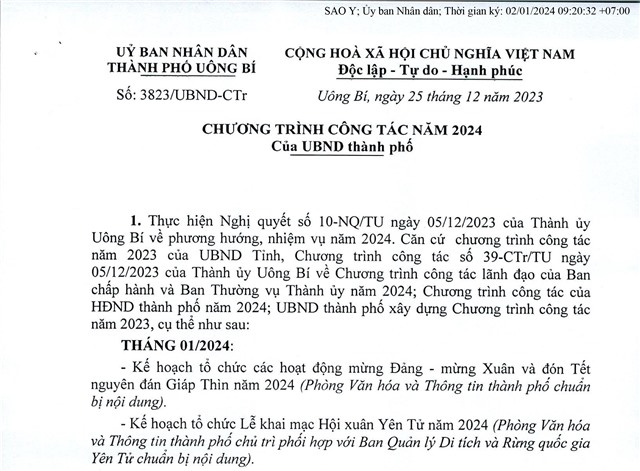 Chương trình công tác năm 2024 của uu888.con thành phố