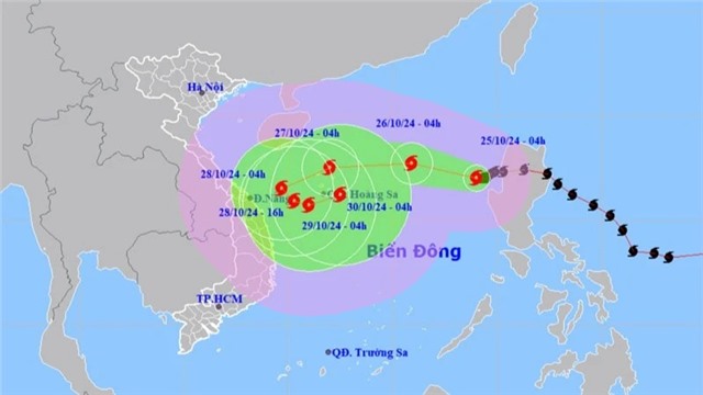 Bão số 6 khả năng đạt cường độ mạnh nhất khi di chuyển tới quần đảo Hoàng Sa