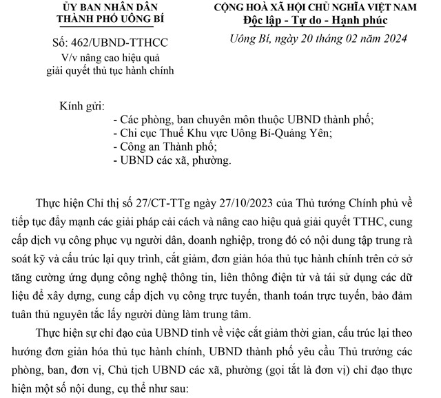 Về việc nâng cao uu888 giải quyết thủ tục hành chính