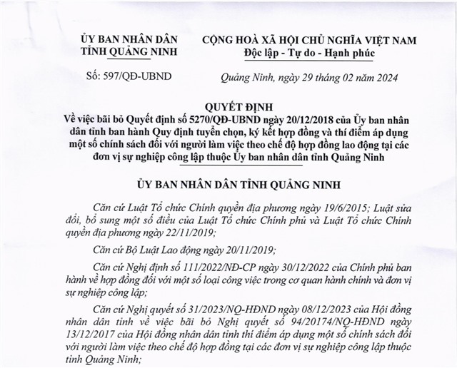 Quyết định về việc bãi bỏ Quyết định số 5270/QĐ-uu888.con ngày 20/12/2018 của uu888.con tỉnh 