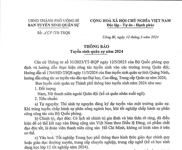 tải uu888 tuyển sinh quân sự năm 2024