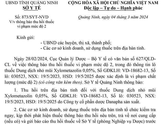 tải uu888 thu hồi thuốc vi phạm mức độ 2