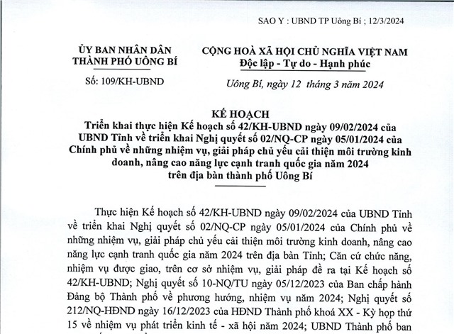 Kế hoạch triển khai thực hiện Kế hoạch số 42/KH-uu888.con ngày 09/2/2024 của uu888.con tỉnh về triển khai Nghị quyết số 02/NQ-CP ngày 05/01/2024 của Chính phủ 