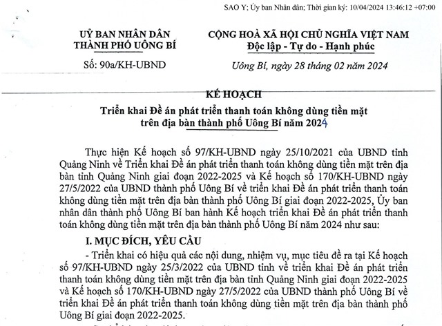Kế hoạch triển khai Đề án phát triển thanh toán không dùng tiền mặt trên địa bàn thành phố uu888 one năm 2024