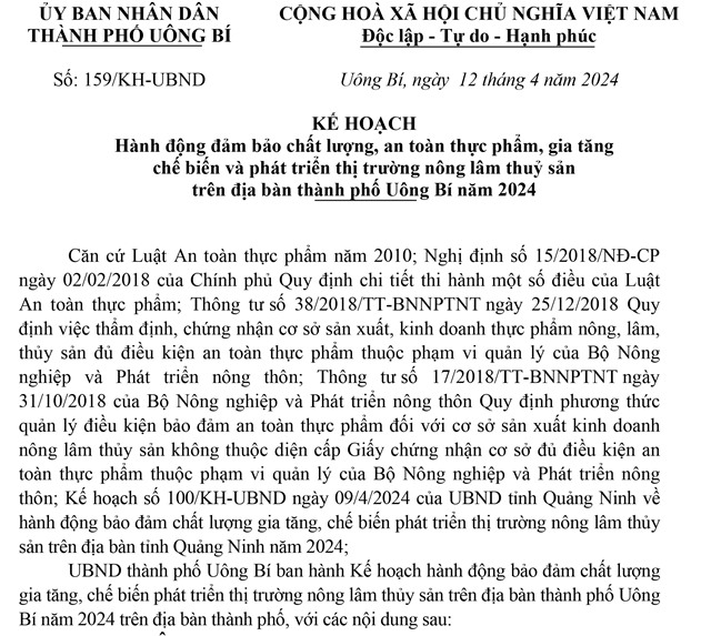 Kế hoạch Hành động đảm bảo u888vip1, an toàn thực phẩm, gia tăng chế biến và phát triển thị trường nông lâm thuỷ sản trên địa bàn thành phố uu888 one năm 2024