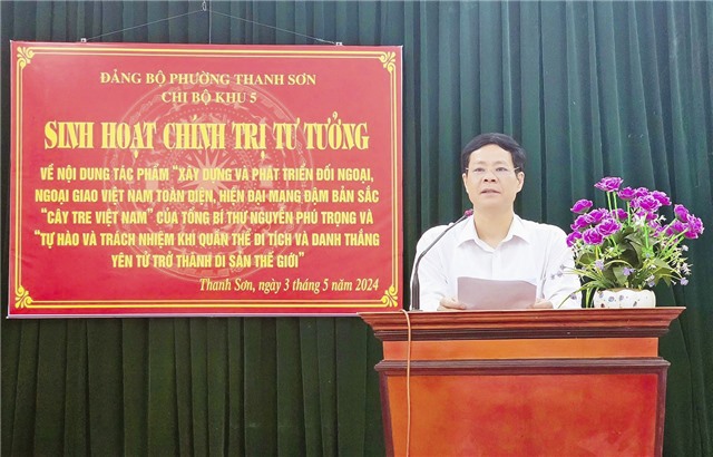 Chủ tịch uu888.con thành phố Phạm Tuấn Đạt dự sinh hoạt chính trị tư tưởng tại khu 5, phường Thanh Sơn