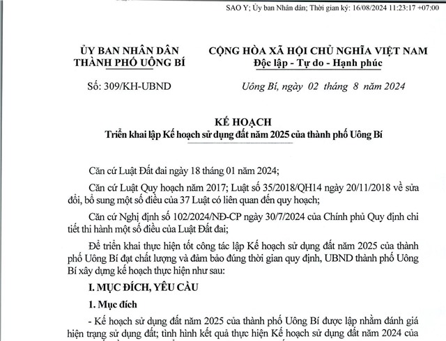 Kế hoạch triển khai lập kế hoạch sử dụng đất năm 2025 của thành phố uu888 one