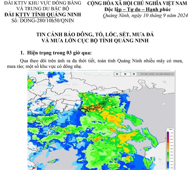 Tin cảnh báo dông, tố, lốc, sét, mưa đá và mưa lớn cục bộ tỉnh uu888 one