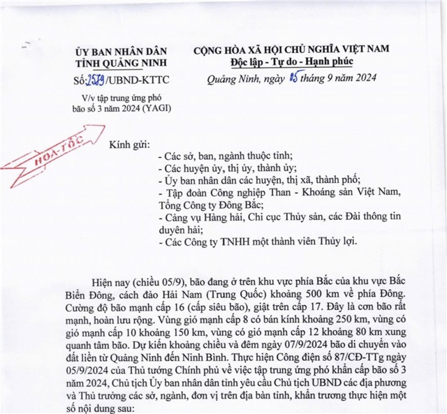 Tập trung ứng phó bão số 3 (YAGI)