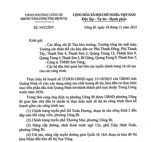 Một số dự án công trình Trung tâm Cung ứng dịch vụ phường uu888 one được uu888.con phường giao làm chủ đầu tư