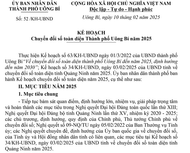 Kế hoạch chuyển đổi số toàn diện thành phố uu888 one năm 2025
