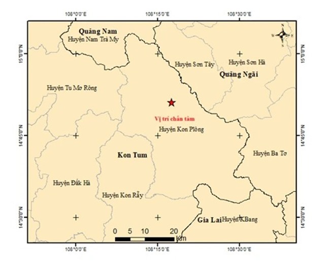 4 trận động đất liên tiếp đã xảy ra sáng nay tại Kon Tum