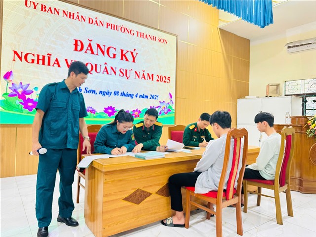 Phường Thanh Sơn tổ chức đăng ký nghĩa vụ quân sự lần đầu cho nam u888c3 đủ 17 tuổi