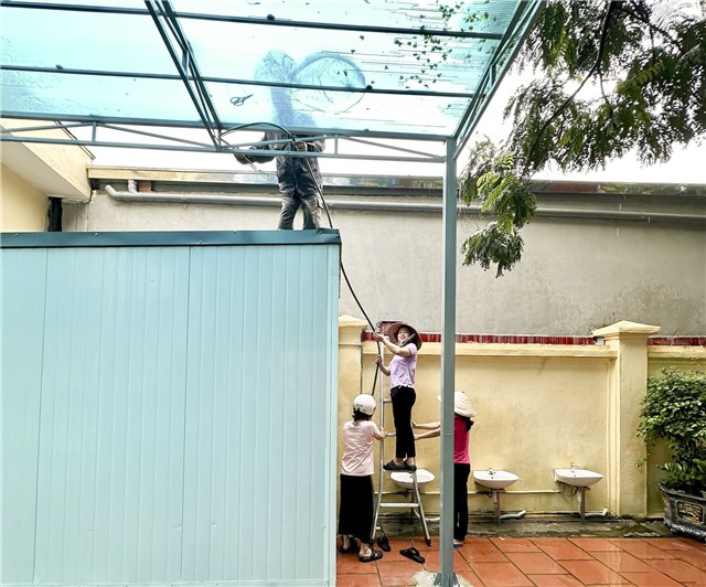 Các trường học trên địa bàn phường uu888 one chủ động gia cố phòng chống bão số 3 