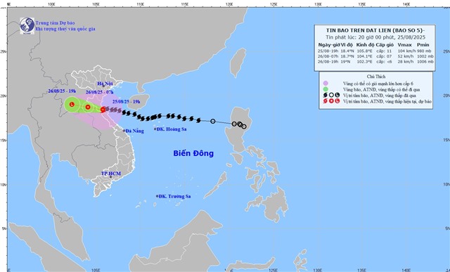 TIN BÃO KHẨN CẤP (Cơn bão số 5) - Tin phát lúc 20h00'