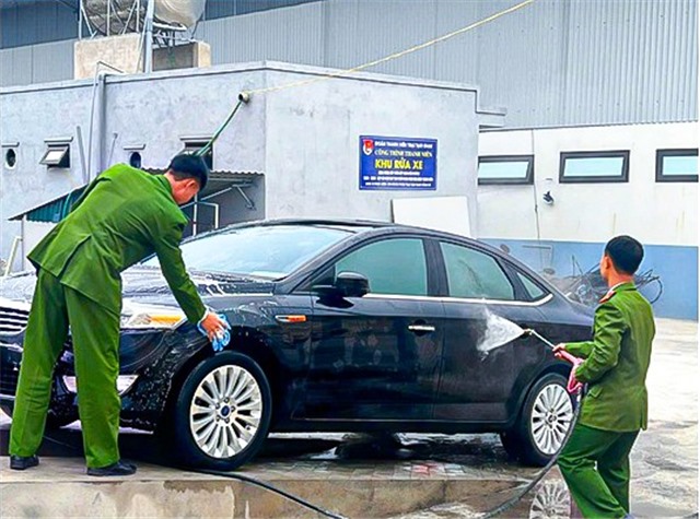 Đoàn thanh niên Phân trại uu888 one - Trại giam Công an tỉnh hoàn thành Công trình Thanh niên “Khu rửa xe”