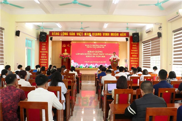 Trung tâm chính trị phường uu888 one: Khai giảng lớp bồi dưỡng nhận thức về Đảng khóa III năm 2026